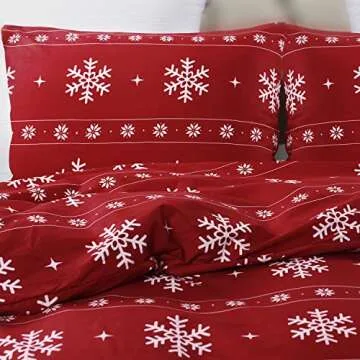 Vaulia Snowflake Duvet Cover Set for Holidays - Queen Size