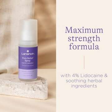 Lansinoh 4% Lidocaine Perineal Spray, Pain Relief for Postpartum Care, 3.5 Ounces