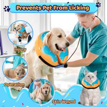 Grand Line Donut Inflatable Collar for Dogs and Cats, Soft Recovery Dog Cone After Surgery, Protecti...