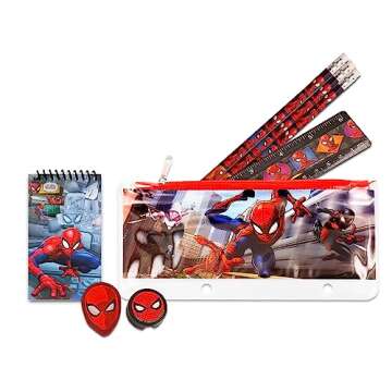 Marvel Spiderman School Supplies Set - Bundle With Spiderman Folder, Notebook, Erasers, Stickers, an...