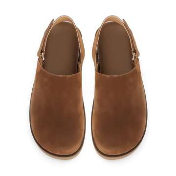 XBKXMK Platform Slingback Clogs Mules for Women Suede Leather Slip on Women's Slippers Mini Boots Ankle Boots Comfy Lined Sneakers Anti-Slip Boot for Outdoor Brown