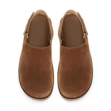 XBKXMK Platform Slingback Clogs Mules for Women Suede Leather Slip on Women's Slippers Mini Boots Ankle Boots Comfy Lined Sneakers Anti-Slip Boot for Outdoor Brown