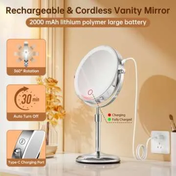 Gospire Height Adjustable Makeup Mirror with Lights