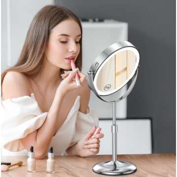 Gospire Height Adjustable Makeup Mirror with Lights