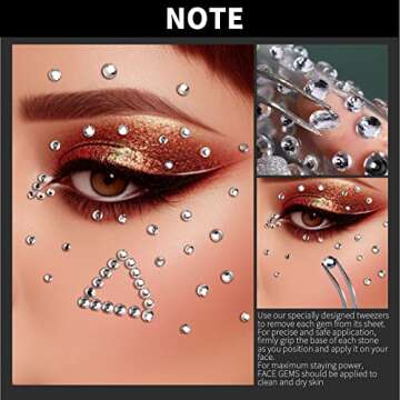 Teenitor Self Adhesive Face Gems and Pearls for Makeup, Festival Jewels, Hair Gems, Rhinestone Stickers for Face, Eye, Makeup, Body