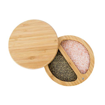 Relative Foods Salt Cellar -Bamboo Salt and Pepper Bowl with Magnetic swivel lid - Salt Container wi...