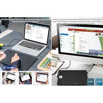XPPen Deco 02 Digital Graphics Drawing Tablet Drawing Pen Tablet with Battery-Free Passive Stylus and 6 Shortcut Keys (8192 Levels Pressure)