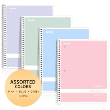 SUNEE 4-Pack Spiral Notebooks in Pastel Colors