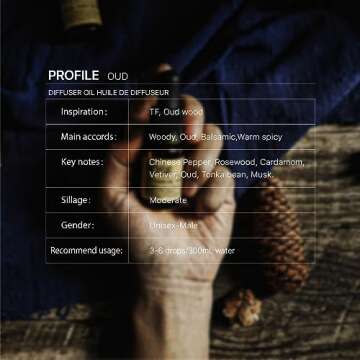 Oud Diffuser Oil, Niche Scent, Luxury Chinese Pepper, Rosewood, Cardamom, Vetiver, Oud, Tonka Bean, ...