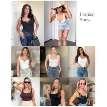 Popilush Bodysuit with Tummy Control and Button Design