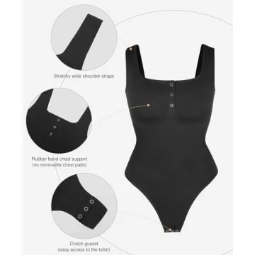 Popilush Bodysuit with Tummy Control and Button Design