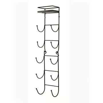 SODUKU Towel Rack Multifunctional Wall Mount Towel Wine Rack with Top Shelf Metal Towel Racks Storage Organizer Holder for Bathroom Bath Kitchen Black