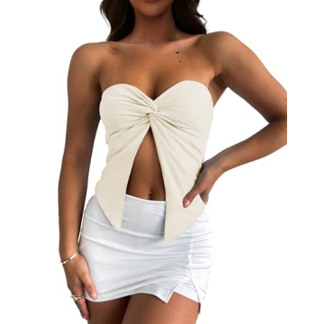 MISSACTIVER Women’s Y2K Sexy Twist Front Tube Top - Stylish and Comfortable Crop Top
