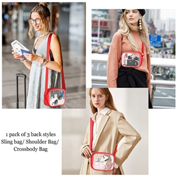Clear Crossbody Bag for Women - Stadium Approved Red Purse
