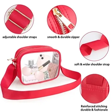 Clear Crossbody Bag for Women - Stadium Approved Red Purse