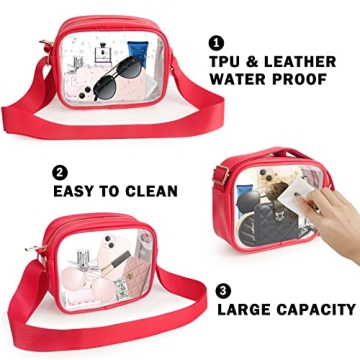 Clear Crossbody Bag for Women - Stadium Approved Red Purse