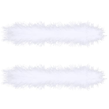 Jutom 2 Pcs White Women Feather Cuffs Wrist Snap Feather Slap Bracelet Fur Cuffs Fuzzy Handcuffs Wri...