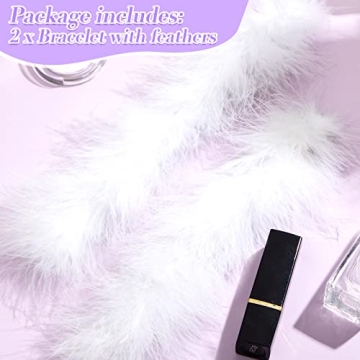 Jutom 2 Pcs White Feather Cuffs – Chic Slap Bracelets