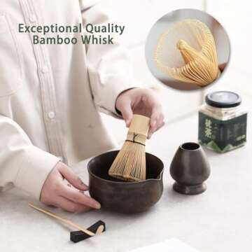 Ochcahser Matcha Set, Japanese Tea Set Includes Matcha Bowl with Spout, Matcha Whisk Holder (chasen)...
