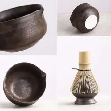 Ochcahser Matcha Set, Japanese Tea Set Includes Matcha Bowl with Spout, Matcha Whisk Holder (chasen), Bamboo Matcha Whisk and Bamboo Scoop, Ceramic Matcha Kit for Tea Lovers