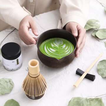 Ochcahser Matcha Set, Japanese Tea Set Includes Matcha Bowl with Spout, Matcha Whisk Holder (chasen), Bamboo Matcha Whisk and Bamboo Scoop, Ceramic Matcha Kit for Tea Lovers