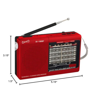Supersonic SC-1080BT 9-Band Bluetooth Radio Portable Fun