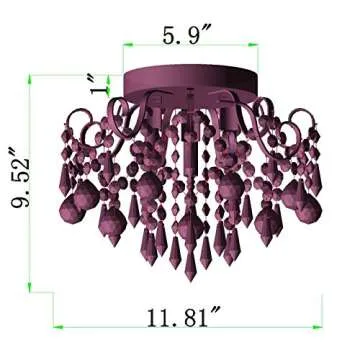 Q&S Mini Chandelier Crystal,Semi Flush Mount Pink Girl Chandelier, Small Crystal Ceiling Light Fixtu...