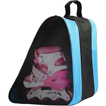 Peyorom Skate Bags, Great for Roller Skates, Ice Skates, Quad Skates, Inline Skates, Rollerblade, Figure Skates, Ice Hockey Skate - Skate Accessories for Kids and Adults (2pcs Blue + Rose)