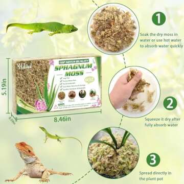 Halatool 6OZ Natural Sphagnum Moss for Plants 8 QT Premium Peat Moss Dried Long Fiber Orchid Moss fo...