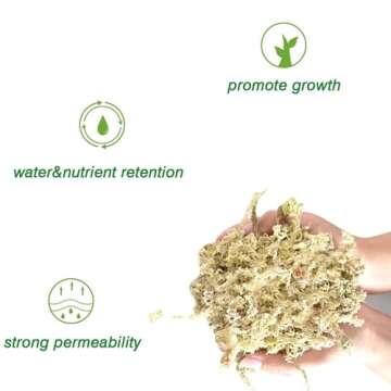 Halatool 6OZ Natural Sphagnum Moss for Plants 8 QT Premium Peat Moss Dried Long Fiber Orchid Moss for Orchid Repotting Carnivorous Succulents Garden Flowers Crafts Terrarium and Reptiles