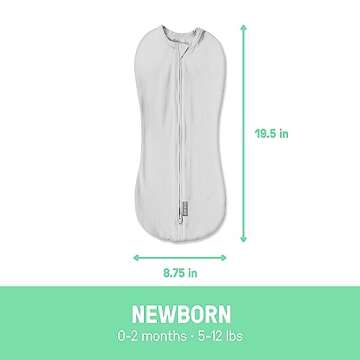 SwaddleMe by Ingenuity Compression Swaddle Pod, Two-Way Zipper for Easy Changes, Improves Sleep & Calms Startle Reflex, 0-2 Months, 2-Pack - Safari Dreams