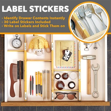 SpaceAid Adjustable Bamboo Drawer Dividers for Organizing