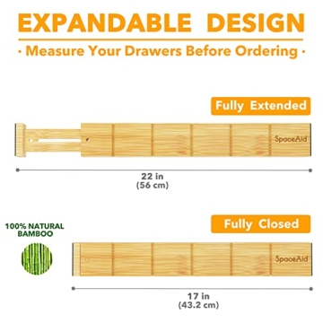 SpaceAid Adjustable Bamboo Drawer Dividers for Organizing