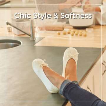 Isotoner Ballerina Slippers for Women – Soft Satin House Shoes with Bow and Suede Sole – Classic Comfy Travel and Bedroom Slippers – Cute Bridal Party Slippers, Evening Sand Soft Tie Bow, 5-6