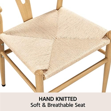 Yaheetech Metal Weave Arm Chair Y-Shaped Backrest Mid-Century Metal Dining Chair Hemp Seat Set of 2, Metal