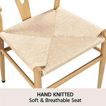 Yaheetech Metal Weave Arm Chair Y-Shaped Backrest Mid-Century Metal Dining Chair Hemp Seat Set of 2, Metal