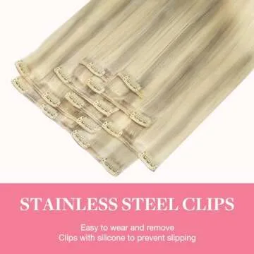 GOO GOO Clip in Hair Extensions Real Human Hair, Remy Human Hair Extensions Clip ins for Women, Natural Human Hair, 18inch 120g 7Pcs, 17/22/60 Balayage Ash Blonde to Golden Blonde and Platinum Blonde