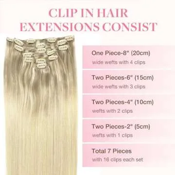GOO GOO Clip in Hair Extensions Real Human Hair, Remy Human Hair Extensions Clip ins for Women, Natural Human Hair, 18inch 120g 7Pcs, 17/22/60 Balayage Ash Blonde to Golden Blonde and Platinum Blonde
