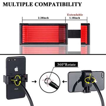 B-Land 5.7” Ring Light with Cell Phone Holder for Live Stream, Flexible Mobile Phone Clip Holder Mini Circle Light Desk Led Lamp for Bedroom, Office, Kitchen, Bathroom