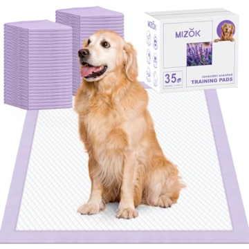 MIZOK Dog Pee Pads Extra Large 28x34in Lavender Scented Odor Control Ultra Absorbent