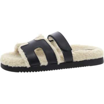 Steve Madden Women's Mayven Slide Sandals in Black Leather