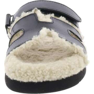 Steve Madden Women's Mayven Slide Sandals in Black Leather