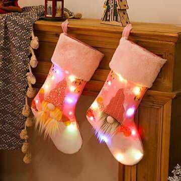 Coxeer LED Christmas Stockings for Kids & Family Holiday Decor