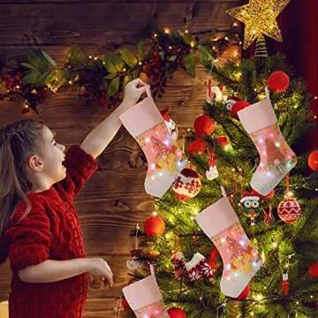 Coxeer LED Christmas Stockings for Kids & Family Holiday Decor