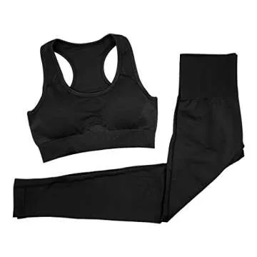 Jetjoy Yoga Outfits for Women 2 Piece Set,Workout High Waist Athletic Seamless Leggings and Sports Bra Set Gym Clothes