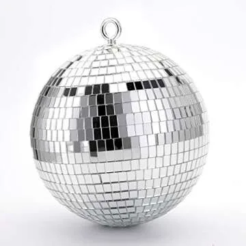 Suwimut 2 Pack Disco Light Mirror Ball, 8 Inches Cool and Fun Large Silver Hanging Disco Ball with Hanging Ring for Retro Party, Home Bands Decorations, New Years Celebration