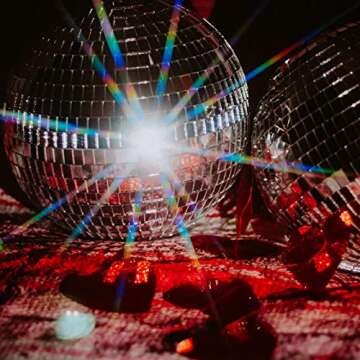 Suwimut 2 Pack Disco Light Mirror Ball, 8 Inches Cool and Fun Large Silver Hanging Disco Ball with Hanging Ring for Retro Party, Home Bands Decorations, New Years Celebration