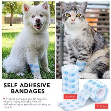 JUSAID Pet First Aid Kit, 105 Piece Nursing Supplies with Emergency Collar, First Aid Instructions and More Ideal for Home, Office, Travel, Car, Hiking, Any Emergencies for Pets, Dogs, Cats