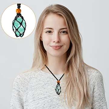 4 Pieces Crystal Necklace Cord Empty Stone Holder Empty Stone Holder Replacement Rope Quartz Necklace Cord for DIY Jewelry Craft Bracelet