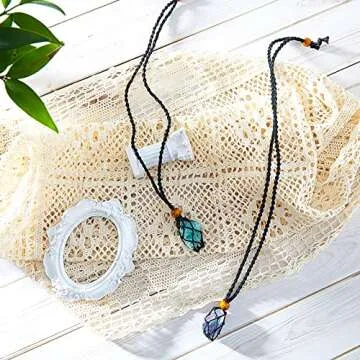 4 Pieces Crystal Necklace Cord Empty Stone Holder Empty Stone Holder Replacement Rope Quartz Necklace Cord for DIY Jewelry Craft Bracelet